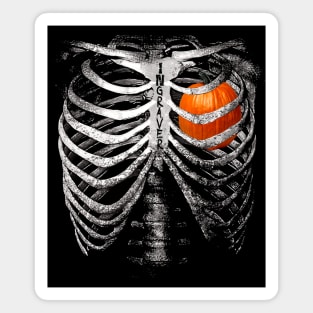 Halloween Skeleton Pumpkin Heart Magnet